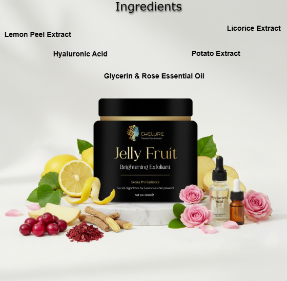 Chelure Jelly Fruit Brightening Exfoliant | Gentle Facial Exfoliator for Glowing Skin | Fruit Extracts, Hyaluronic Acid & Botanical Actives | Professional Skincare | 500 ml