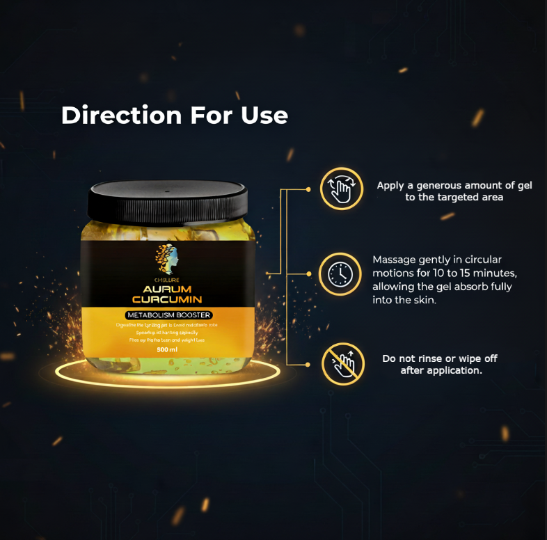 CHELURE Aurum Curcumin Metabolism Booster massage Gel – 500ml |  Herbal massage Gel to Boost Metabolism, increase collagen production & Support inch loss l sculpted appearance |